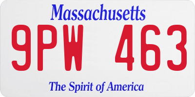 MA license plate 9PW463