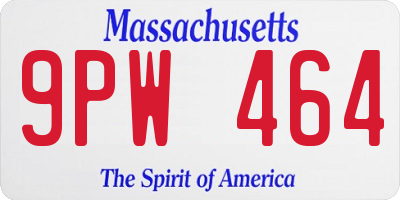 MA license plate 9PW464
