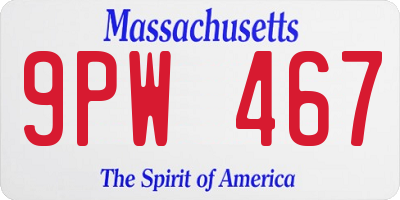 MA license plate 9PW467
