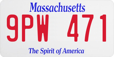 MA license plate 9PW471