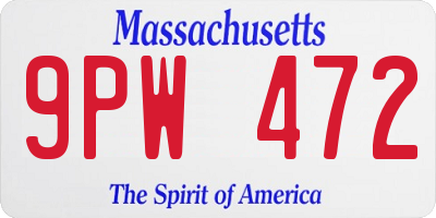 MA license plate 9PW472
