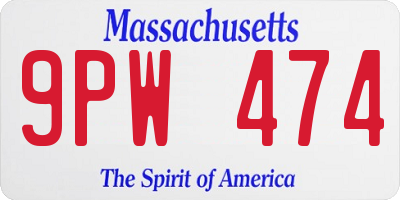 MA license plate 9PW474