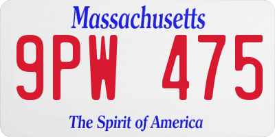 MA license plate 9PW475