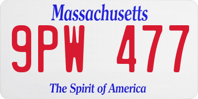 MA license plate 9PW477