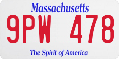 MA license plate 9PW478