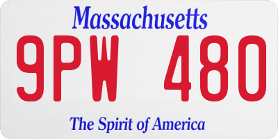 MA license plate 9PW480