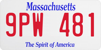 MA license plate 9PW481