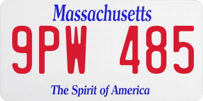MA license plate 9PW485