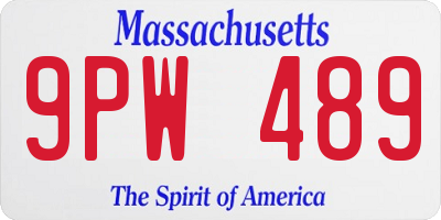 MA license plate 9PW489