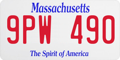 MA license plate 9PW490