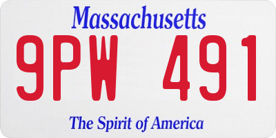 MA license plate 9PW491