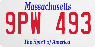 MA license plate 9PW493