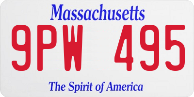 MA license plate 9PW495