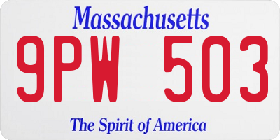 MA license plate 9PW503