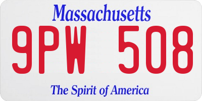 MA license plate 9PW508