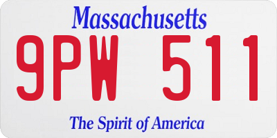 MA license plate 9PW511