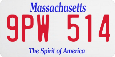 MA license plate 9PW514
