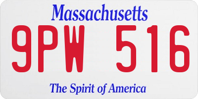 MA license plate 9PW516