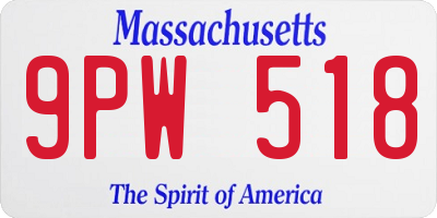 MA license plate 9PW518