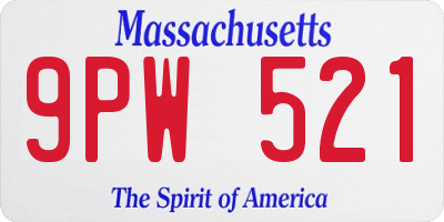 MA license plate 9PW521