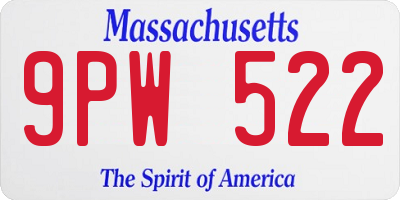 MA license plate 9PW522