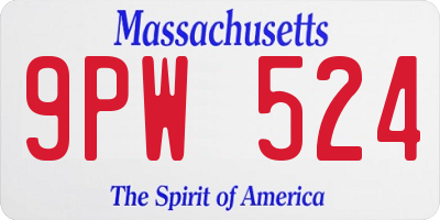 MA license plate 9PW524