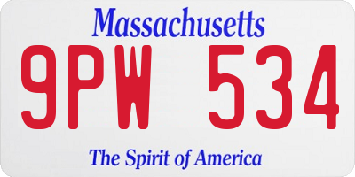 MA license plate 9PW534