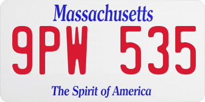 MA license plate 9PW535
