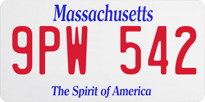 MA license plate 9PW542