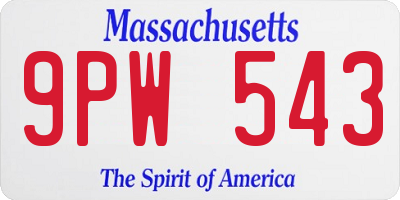 MA license plate 9PW543