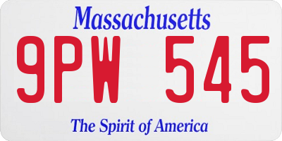 MA license plate 9PW545