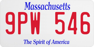 MA license plate 9PW546