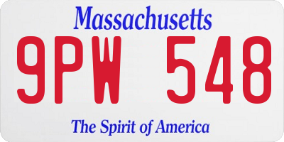 MA license plate 9PW548