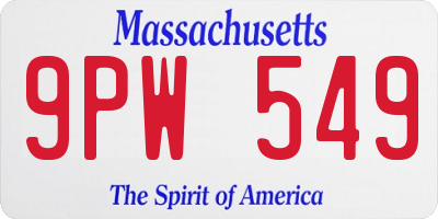MA license plate 9PW549
