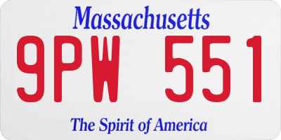 MA license plate 9PW551