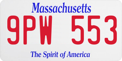 MA license plate 9PW553