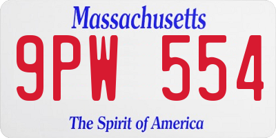 MA license plate 9PW554