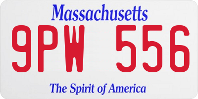 MA license plate 9PW556