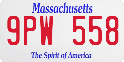 MA license plate 9PW558