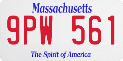 MA license plate 9PW561