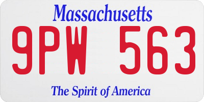MA license plate 9PW563