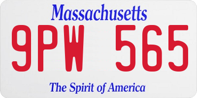 MA license plate 9PW565