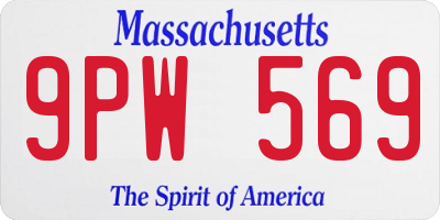 MA license plate 9PW569