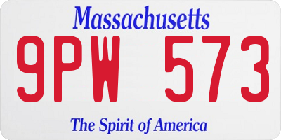 MA license plate 9PW573