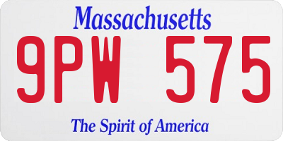 MA license plate 9PW575
