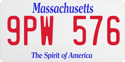 MA license plate 9PW576