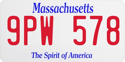 MA license plate 9PW578