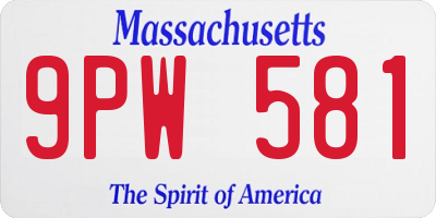 MA license plate 9PW581