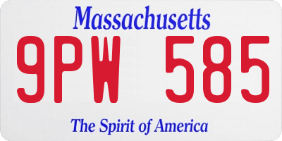 MA license plate 9PW585