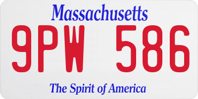 MA license plate 9PW586